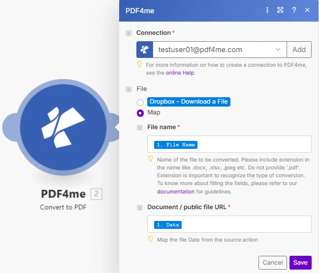 Converti in PDF Crea
